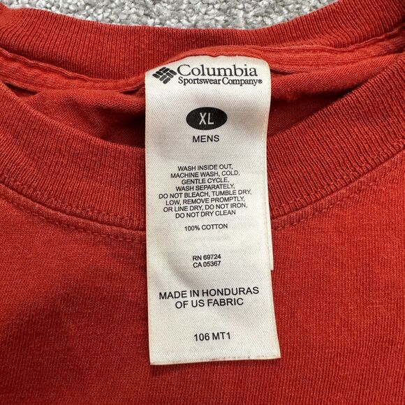 Columbia Graphic T-Shirt Mens XL Red Crew Neck Short Sleeve Cotton Casual Tee - Picture 9 of 12